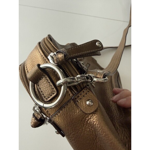 TIGNANELLO Metallic Leather Crossbody Bag bronze gold multi pouch - Picture 15 of 16